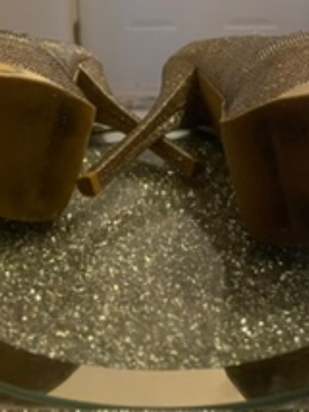 NWOT Gold Toe Glitter Sling Back Platform Stilettos (7.5/8) - Picture 6 of 10